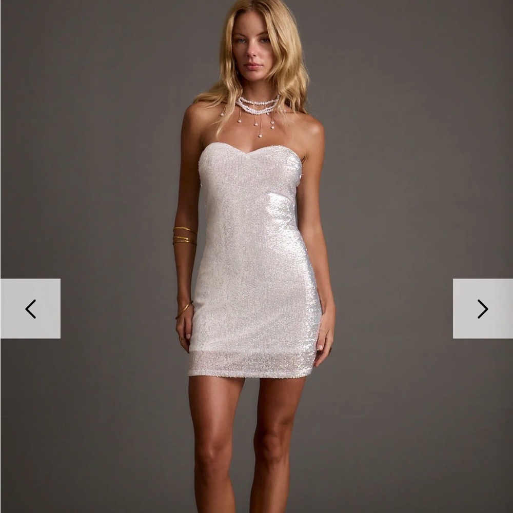 NWT 12th Tribe Strapless White Sequin Dress